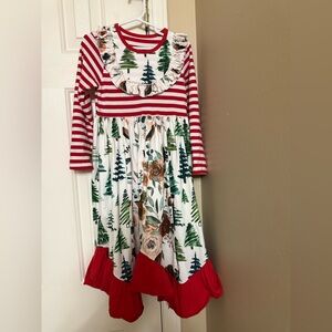 Festive Red and White Striped Holiday Dress